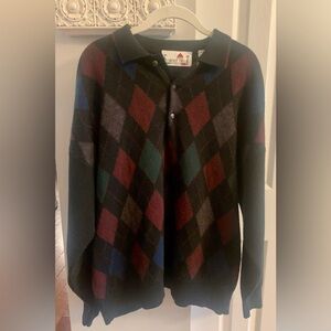 Florence Tricot Men’s Argyle Sweater Made In Italy - Large